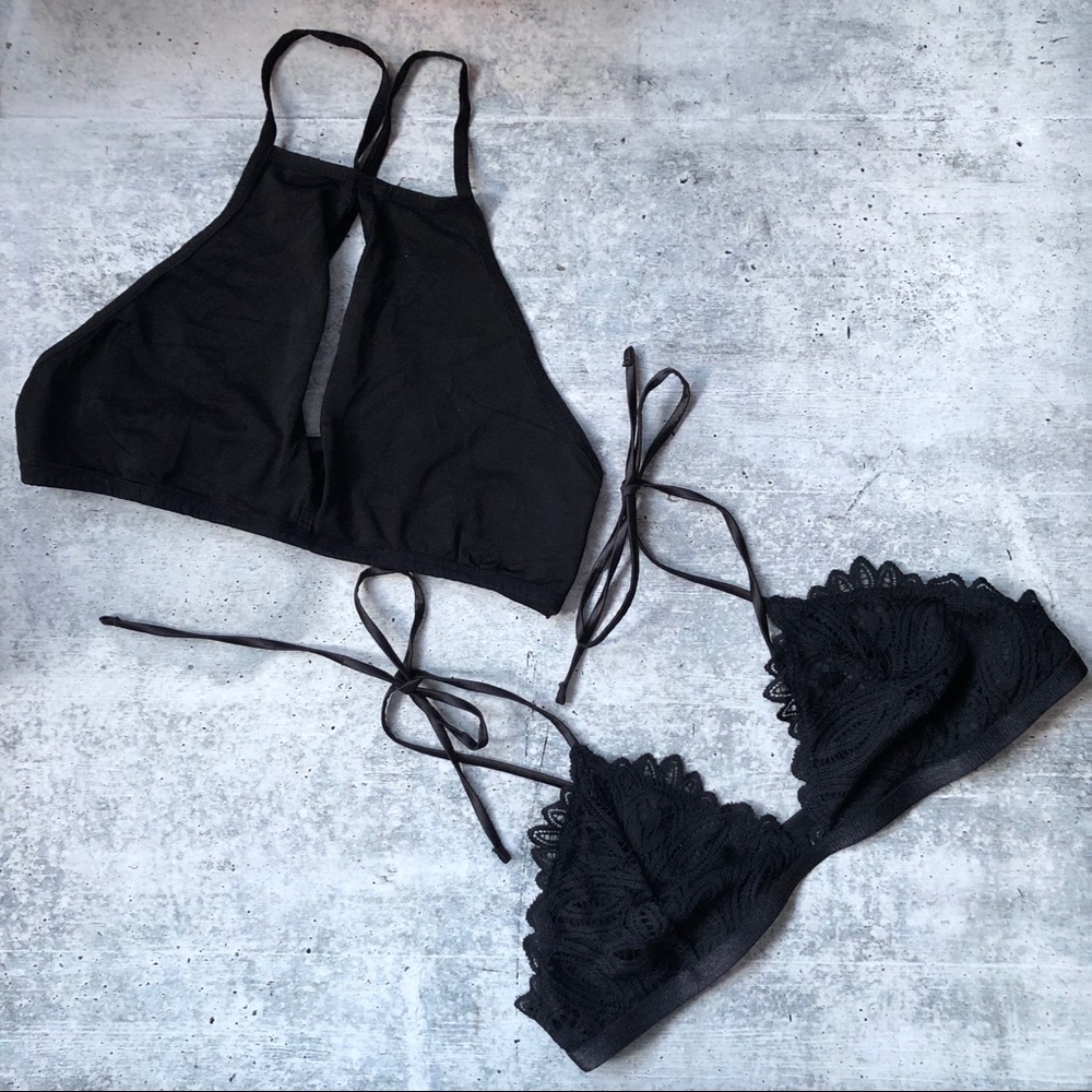 NEW Free People Black Bralette Bundle XS/S 0159